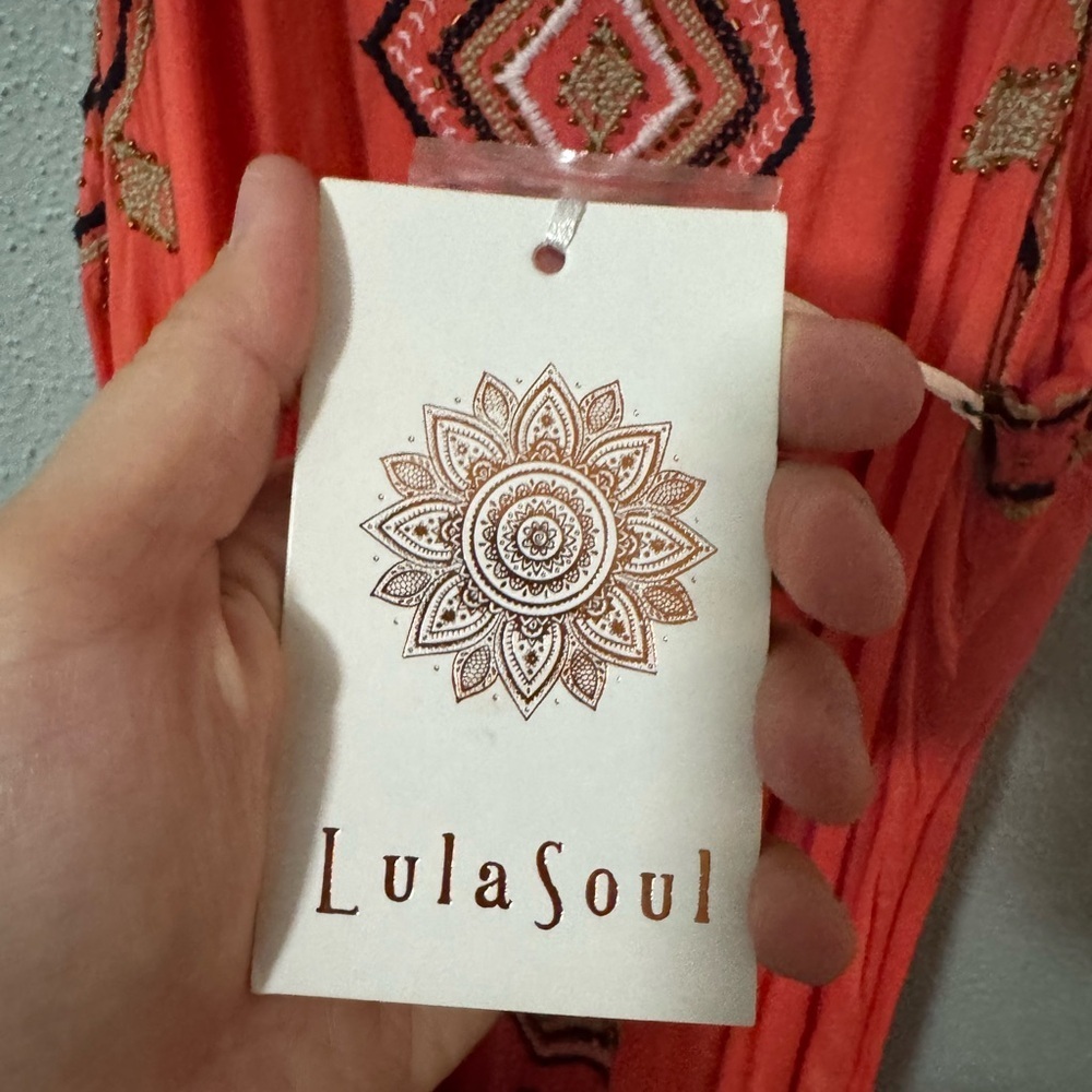 NWT LulaSoul Divine Sleeveless Maxi Dress Flame Red Boho Embroidered S - Picture 6 of 7